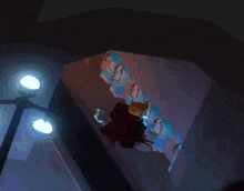 a person is flying through the air in a video game while looking up at the ceiling .