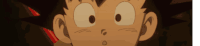 a close up of a cartoon character 's face with a surprised expression
