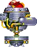 a pixel art drawing of sonic the hedgehog sitting on top of a machine .