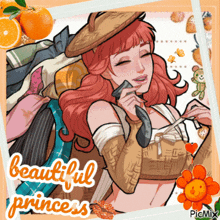 a picture of a woman with the words beautiful princess written on it