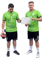 two men wearing green shirts with the number 7 on them