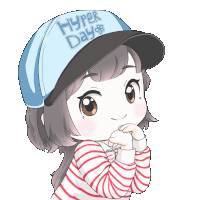a girl wearing a hat that says hyper days