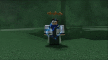 a cartoon character is standing in a park with a tree in the background