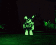 a glow in the dark drawing of a rabbit with a hoodie and numbers on it