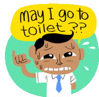 Boy Asks To Go Toilet Sticker - Modern Parivar May I Go To Toilet Nervous Stickers