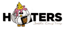 a logo for hooters battle comp troops with a cartoon chicken