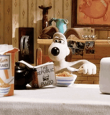 Wallace And Gromit Eating Cereal GIF - Wallace And Gromit Eating Cereal Reading Book GIFs