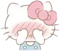 a drawing of hello kitty with a pink bow covering her eyes