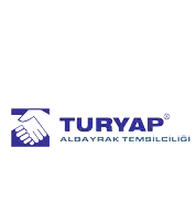 a blue and white logo for turyap albayrak