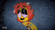 a drawing of a cartoon character with a bottle of ketchup in his hand