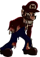 a cartoon character with a red hat and a letter m on it
