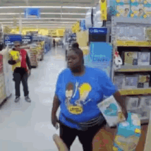 Walmart Lady Toilet Paper Blue Shirt Pampers GIF - Walmart Lady Toilet Paper Blue Shirt Pampers GIFs