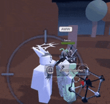 a robot in a video game with a sign that says rww