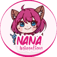 a logo for nana animation shows a girl holding a stuffed animal