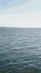 a large body of water with waves and a blue sky