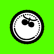 a black and white circle with a flower in the middle