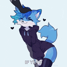 a drawing of a blue furry with the words if yk yk written on the bottom