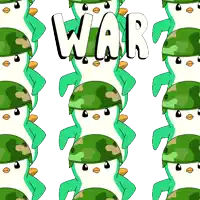 a seamless pattern of penguins wearing military helmets with the word war written in white letters