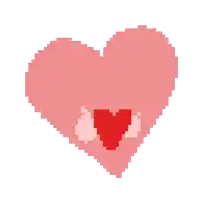 a pixel art of a pink heart with a red heart in the center