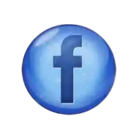 a blue facebook logo in a blue circle on a white background