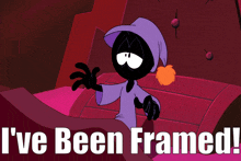 a cartoon character with the words " i 've been framed "