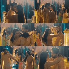 a collage of images of a man and woman dancing together