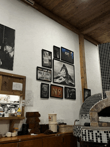 a collage of pictures on a wall one of which says no