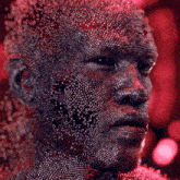 a close up of a person 's face covered in tiny dots