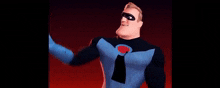 a close up of a cartoon character wearing a mask and a blue jacket .