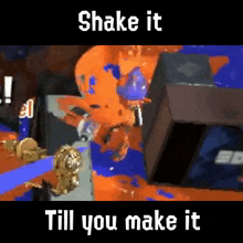 a video game scene with the words shake it till you make it on it
