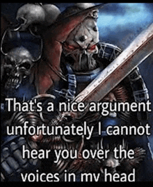 a skeleton with a sword and shield is holding a sword and shield .