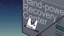 a hand-powel recovery center sign with a picture of a man on it