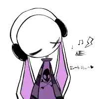 a drawing of a person wearing headphones and a tie with a skull and crossbones on it