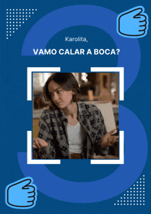 a picture of a woman with the words karolita vamo calar a boca