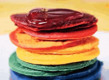 rainbow pancakes pancake day mardi gras breakfast syrup
