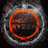 an amd ryzen logo is surrounded by a circle of water