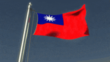 a red white and blue flag with a white star on it
