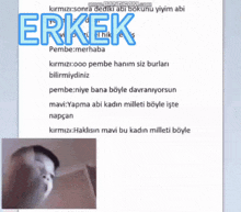 a page with a picture of a person and the words erkek milleti senden