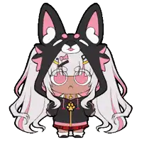 a cartoon drawing of a girl with long white hair and a black hoodie