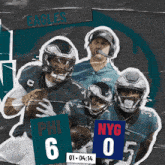 a poster for the eagles shows a score of 6 to nyg