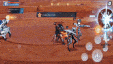a video game screen shows a girl flying through the air with a skip cutscene button below her