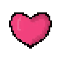 a pixel art of a pink heart on a white background