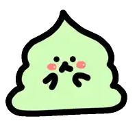 a cartoon illustration of a green poop with a face on it
