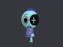 a cartoon character with a x on his face