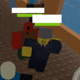 a man in a suit and tie is standing in a room with other roblox characters