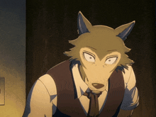 a cartoon drawing of a wolf in a suit