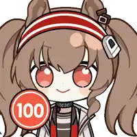 a cartoon girl is holding a red sign that says 100