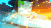 a blurred image of a person 's face with a green h on it