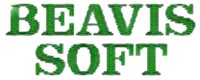 the word beavis soft is written in green letters on a white background
