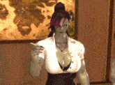 a woman in a white shirt is holding a cigarette